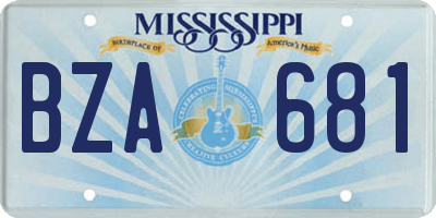 MS license plate BZA681