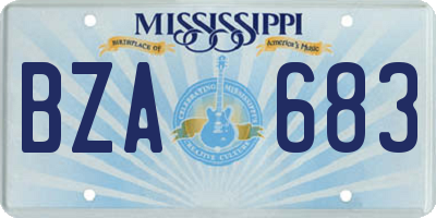 MS license plate BZA683