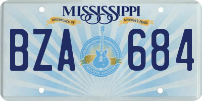 MS license plate BZA684
