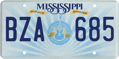 MS license plate BZA685