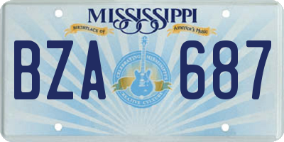MS license plate BZA687