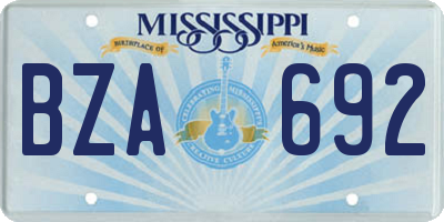 MS license plate BZA692