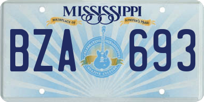 MS license plate BZA693