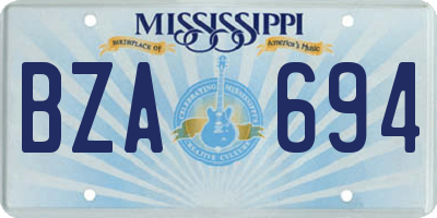 MS license plate BZA694
