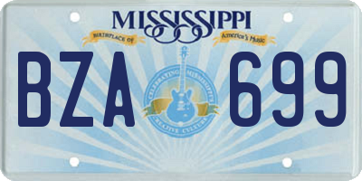 MS license plate BZA699