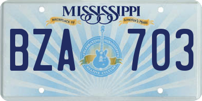 MS license plate BZA703