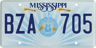 MS license plate BZA705