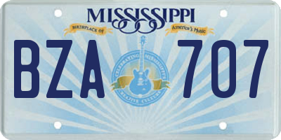 MS license plate BZA707