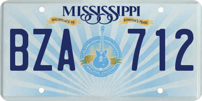 MS license plate BZA712