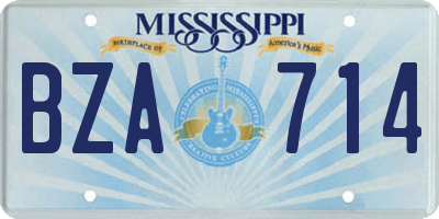 MS license plate BZA714