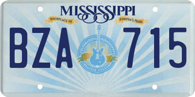 MS license plate BZA715