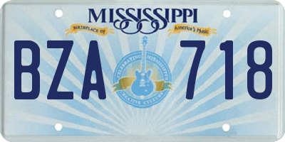 MS license plate BZA718