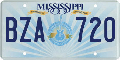 MS license plate BZA720