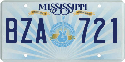 MS license plate BZA721