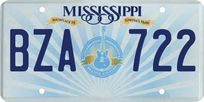 MS license plate BZA722