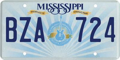 MS license plate BZA724