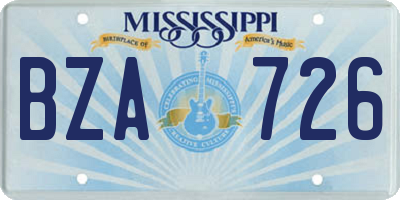 MS license plate BZA726
