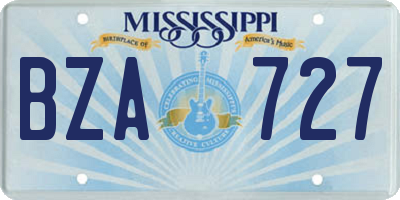 MS license plate BZA727