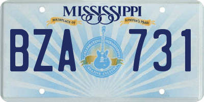 MS license plate BZA731