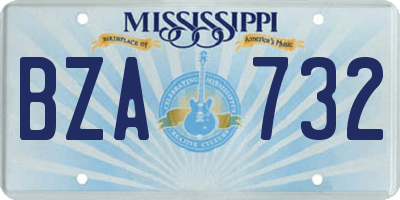 MS license plate BZA732