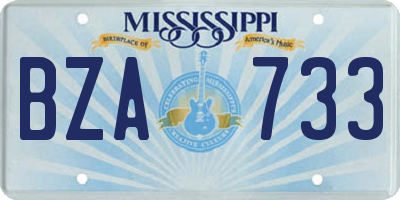 MS license plate BZA733
