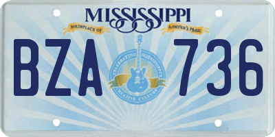 MS license plate BZA736