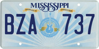 MS license plate BZA737