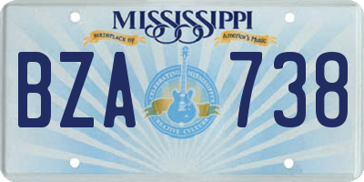 MS license plate BZA738