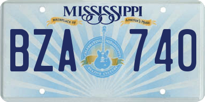 MS license plate BZA740
