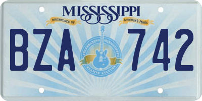 MS license plate BZA742