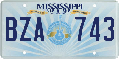 MS license plate BZA743