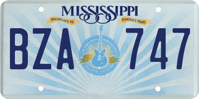 MS license plate BZA747