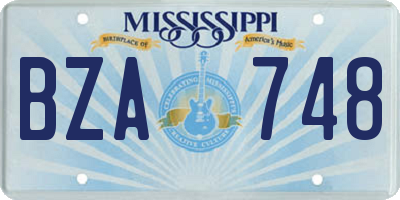 MS license plate BZA748