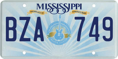 MS license plate BZA749