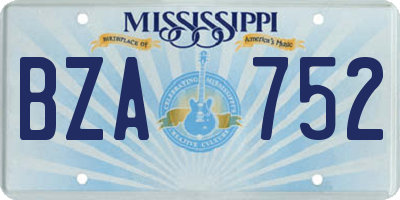 MS license plate BZA752