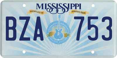 MS license plate BZA753