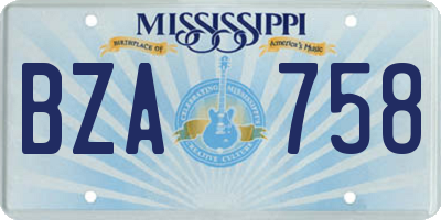 MS license plate BZA758