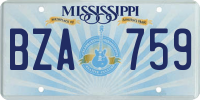 MS license plate BZA759