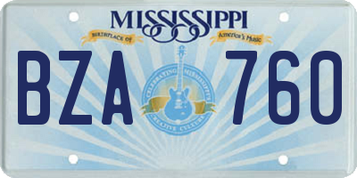 MS license plate BZA760
