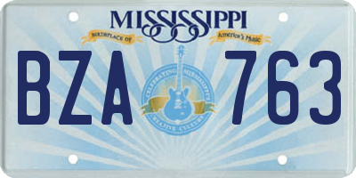 MS license plate BZA763
