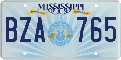 MS license plate BZA765