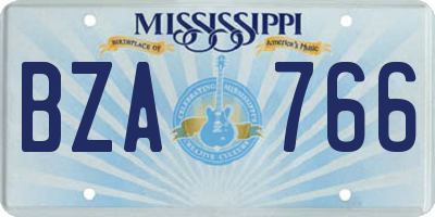 MS license plate BZA766