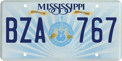 MS license plate BZA767