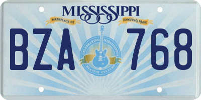 MS license plate BZA768