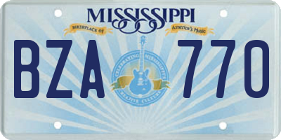 MS license plate BZA770