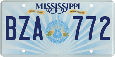 MS license plate BZA772