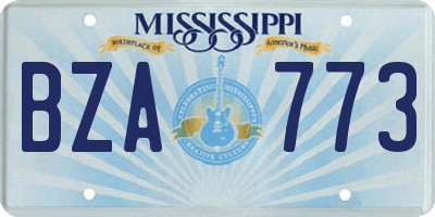 MS license plate BZA773