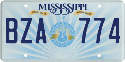MS license plate BZA774