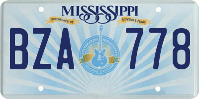 MS license plate BZA778
