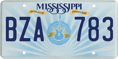 MS license plate BZA783
